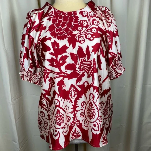 JODIFL Red and White Floral Blouse - Picture 3 of 5